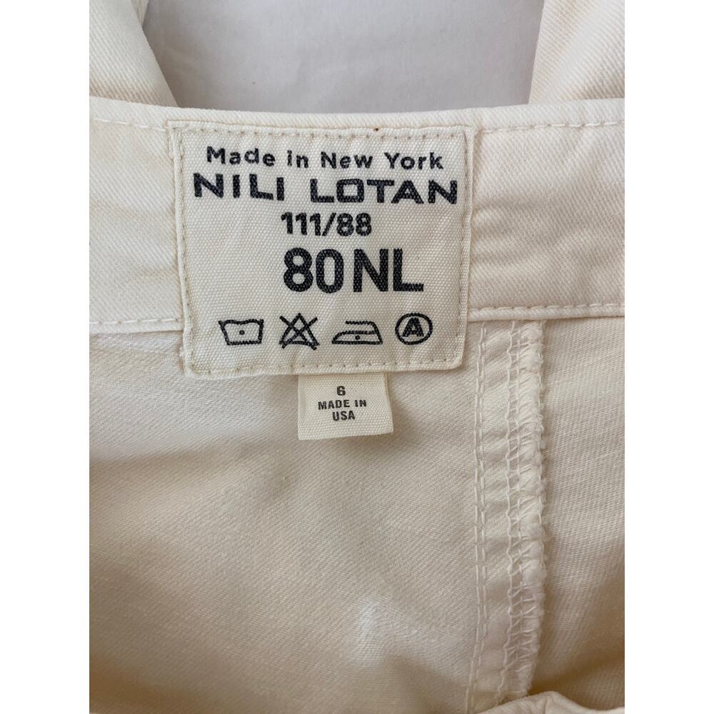 Nili Lotan Cropped Military Pants Eggshell Utility Cotton Stretch Size 6 - Picture 13 of 16